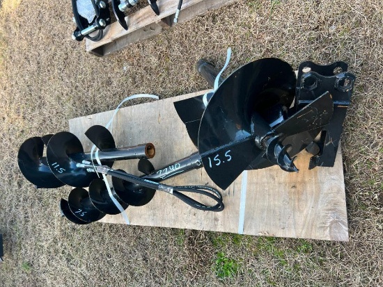 UNUSED MINI EXCAVATOR HYDRAULIC AUGER W/BITS