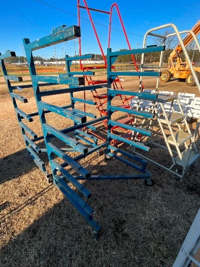 ROLLING CANTELEVER RACKS W/PLASTIC SHELF