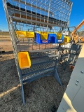 METAL RACK W/PLASTIC STORAGE BINS