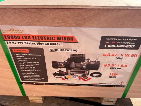 UNUSED LANDHONOR 20000 LB ELECTRIC WINCH