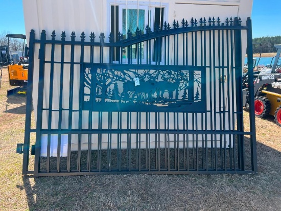 UNUSED ALLMETAL 7 FT X 20 FT METAL FARM DRIVEWAY GATE (DEER MOTIF)
