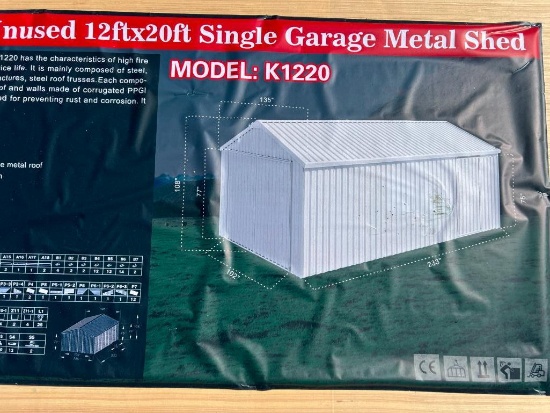12'X20' SINGLE METAL GARAGE SHED UNIT UNUSED