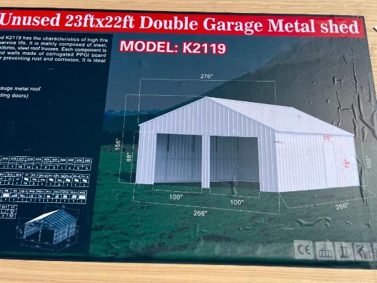 23'X22' DOUBLE METAL GARAGE SHED UNIT UNUSED