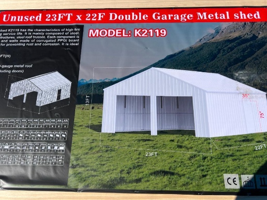 23'X22' DOUBLE METAL GARAGE SHED UNIT UNUSED