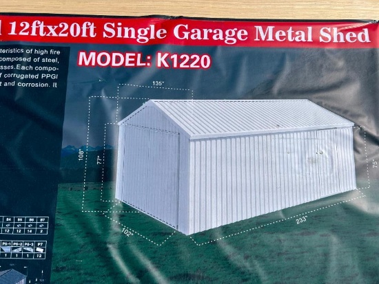 12'X20' SINGLE METAL GARAGE SHED UNIT UNUSED