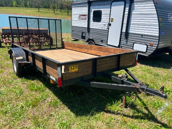 12'X74" SINGLE AXLE TRAILER W/WOODEN FLOOR &