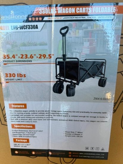 UNUSED LANDHONOR FOLDABLE WAGON CART (330 LB WEIGHT LIMIT)