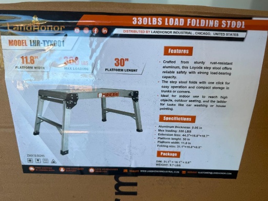 UNUSED LANDHONOR ALUMINUM FOLDING STOOL