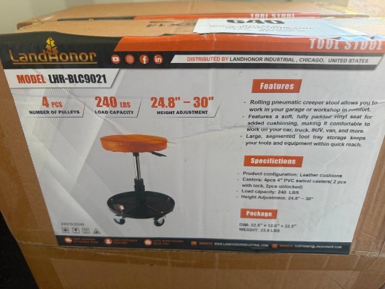 UNUSED LANDHONOR TOOL STOOL W/ SWIVEL SEAT