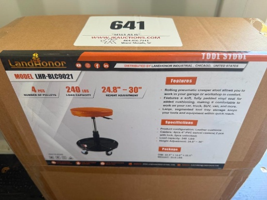 UNUSED LANDHONOR TOOL STOOL W/ SWIVEL SEAT