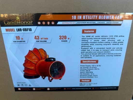 UNUSED LANDHONOR 10 INCH UTILITY BLOWER FAN