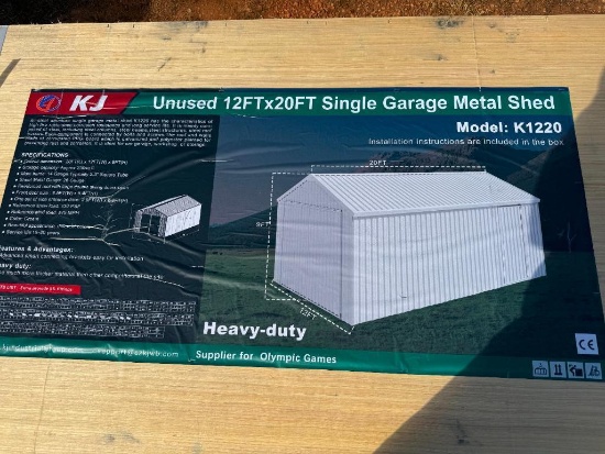 UNUSED KJ 12FT X 20FT SINGLE GARAGE METAL SHED