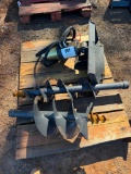 UNUSED LANDHONOR MINI SKID STEER AUGER ATTACHMENT W/ 2 BITS (ROUND DRIVE, 8 INCH AND 12 INCH)