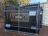 UNUSED KJ 7FT H X 20 FT L METAL FARM DRIVEWAY GATE (DEER MOTIF STYLE)