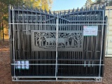 UNUSED KJ 7FT H X 20 FT L METAL FARM DRIVEWAY GATE (DEER MOTIF STYLE)