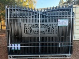UNUSED KJ 7FT H X 20 FT L METAL FARM DRIVEWAY GATE (DEER MOTIF STYLE)