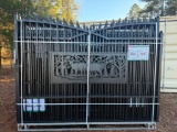 UNUSED KJ 7FT H X 20 FT L METAL FARM DRIVEWAY GATE (DEER MOTIF STYLE)