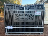 UNUSED KJ 7FT H X 20 FT L METAL FARM DRIVEWAY GATE (DEER MOTIF STYLE)