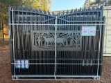 UNUSED KJ 7FT H X 20 FT L METAL FARM DRIVEWAY GATE (DEER MOTIF STYLE)
