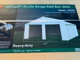 UNUSED KJ 33 FT X 25 FT DOUBLE GARAGE STEEL BARN SHED (MODEL:K3325)