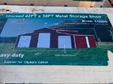 UNUSED KJ 42 FT X 30 FT METAL STORAGE SHED (MODEL: K4230G)
