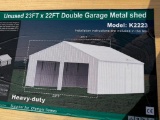 UNUSED KJ 23 FT X 22 FT DOUBLE GARAGE METAL SHED (MODEL: K2223)