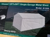 UNUSED KJ 12 FT X 20 FT SINGLE GARAGE METAL SHED