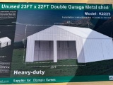 UNUSED KJ 23 FT X 22 FT DOUBLE GARAGE METAL SHED (MODEL: K2223)