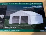 UNUSED KJ 23 FT X 22 FT DOUBLE GARAGE METAL SHED (MODEL:K2223)
