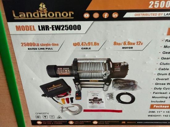 UNUSED LANDHONOR 25000LB ELECTRIC WINCH