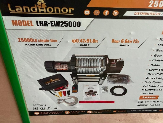UNUSED LANDHONOR 25000LB ELECTRIC WINCH