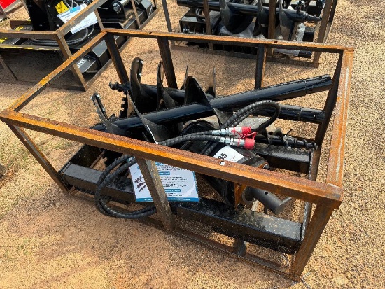UNUSED AGT KEAVY DUTY SKID STEER AUGER ATTACHMENT SET (ROUND DRIVE, 6 INCH, 12 INCH AND 14 INCH