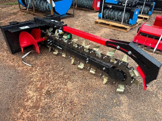 UNUSED RAYTREE SKID STEER HYDRAULIC TRENCHER ATTACHMENT