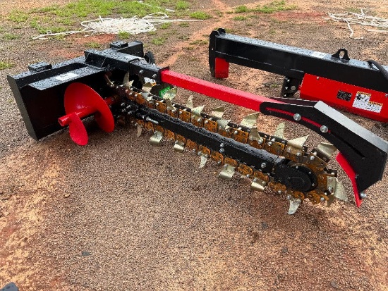 UNUSED RAYTREE SKID STEER HYDRAULIC TRENCHER ATTACHMENT