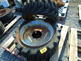 Two Miscellaneous Forklift Tires and Wheels