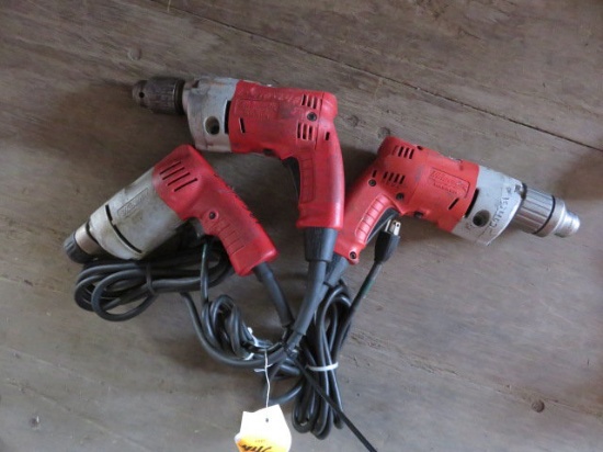 (3) 120V MILWAUKEE DRILLS