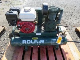 PALLET W/ GAS POWERED ROLAIR PORTABLE AIR COMPRESSOR, HONDA GX160 ENGINE