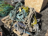 PALLET W/ ASSORTED SIZED SAFETY ROPES & HARNESSES