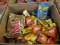 BOX OF REESERS SNACKS, MR GOODBARS, TWIX