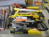 LOT OF STANLEY HAND SAWS AND 2 MITER BOXES