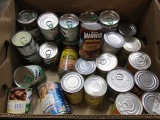 2 BOXES - CANNED GOODS, BASIL GRINDERS, BROTH