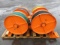POLE MOUNTED HYDRAULIC LINE TENSIONER W/ (4) SPOOLS OF WIRE ROPE