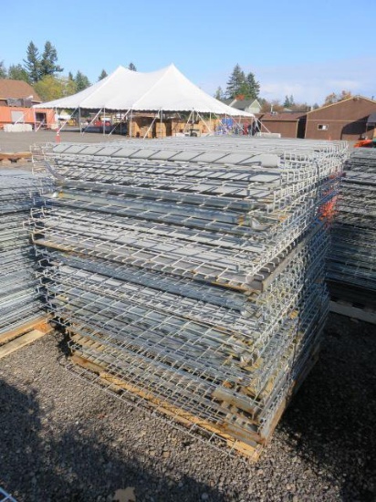 PALLET W/ APPROX. (50) 48" X 46" METAL PALLET RACKING SHELVES