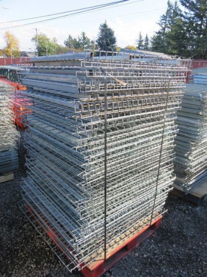 PALLET W/ APPROX. (64) 42" X 46" METAL PALLET RACKING SHELVES