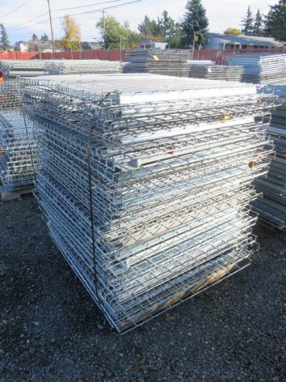 PALLET W/ APPROX. (46) 46" X 46" METAL PALLET RACKING SHELVES