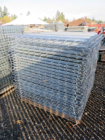 PALLET W/ APPROX. (46) 48" X 51" METAL PALLET RACKING SHELVES