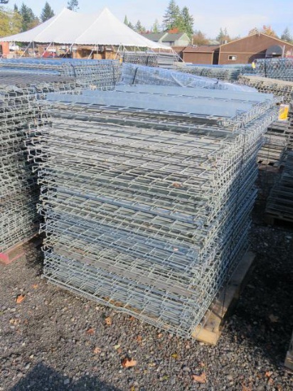 PALLET W/ APPROX. (58) 48" X 51" METAL PALLET RACKING SHELVES