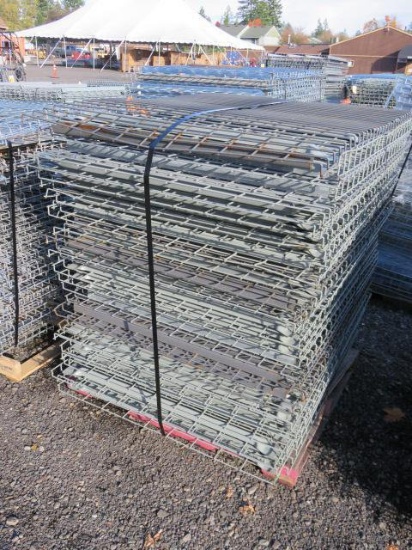 PALLET W/ APPROX. (58) 42" X 52" METAL PALLET RACKING SHELVES