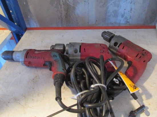 (3) 120 VOLT MILWAUKEE DRILLS