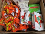 BOX REESES MINIS, FRUIT ROLL UPS, LANCASTER AND LARABAR